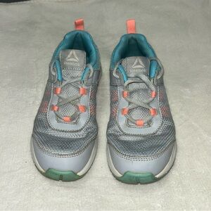 Reebok Girls' Gray Teal Coral Athletic Shoes